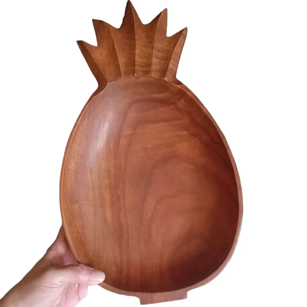 Kamari Woods hand carved wooden pineapple bowl. Vintage.